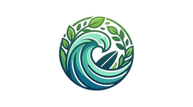 Green and white abstract sphere vector design swirl spiral wave circle pattern logo symbol business icon art element curl twirl curve water style wallpaper web background illustration