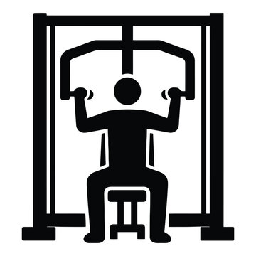 Butterfly Machine Silhouette Vector Icon for Chest Fly Exercise and Pectoral Muscle Training