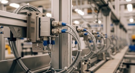 Fototapeta premium machine automation with conveyor system production line in industrial factory