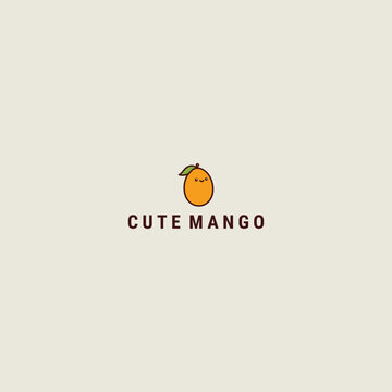 Cute mango logo vector icon illustration