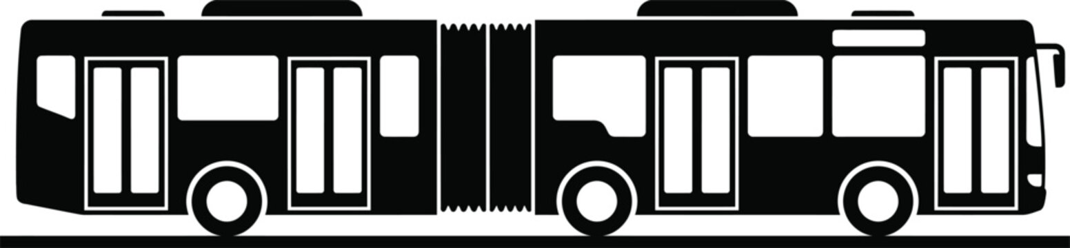 Modern Articulated City Bus Side View Silhouette Urban Transit Vector Illustration