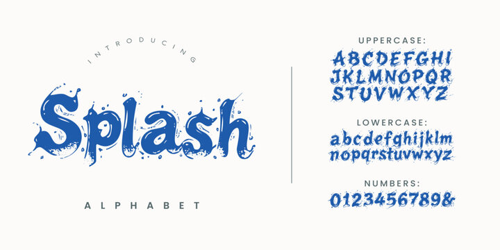 Splash water liquid font creative brush typeface for summer and refreshing drink ads