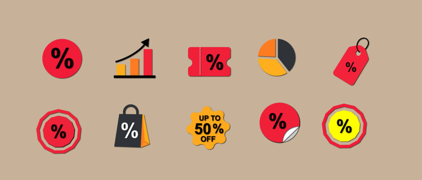 Discount icon-stock vector. Digital Shopping & Delivery Outline Symbols Collection-stock vector