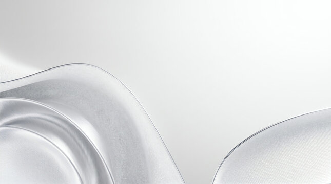 Premium abstract 3D background with minimal white fluid waves and elegant silver curves