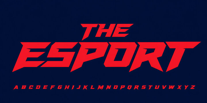 Modern Bold Esports Font Displaying Alphabet Letters in a Sharp Aggressive Gaming Style