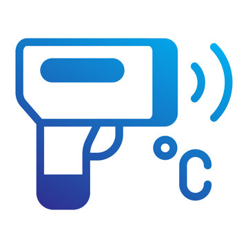 Digital infrared thermometer for fever screening use with vibrant colorful icon.
