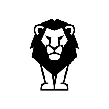 Minimalist black lion head vector illustration for modern brand identity design