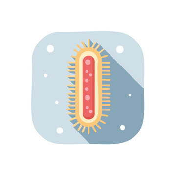 Flat illustration of a bacterium with flagella