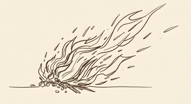 Abstract Fire Flame Sketch on Light Background