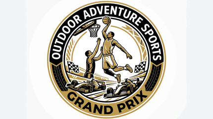 Obraz premium Dynamic Outdoor Adventure Sports Grand Prix Logo Design