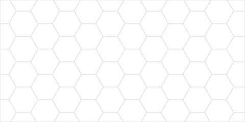 Fototapeta premium Vector abstract white grid digital hexagon technology background. Embossed Hexagon, honeycomb white mosaic cell web light shadow texture wall decoration futuristic wallpaper design.