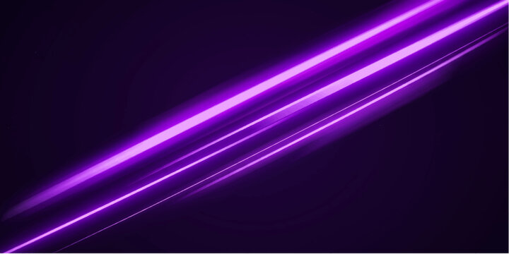 Bright violet light trails streak across a deep purple background, creating a dynamic abstract pattern that suggests speed and energy.