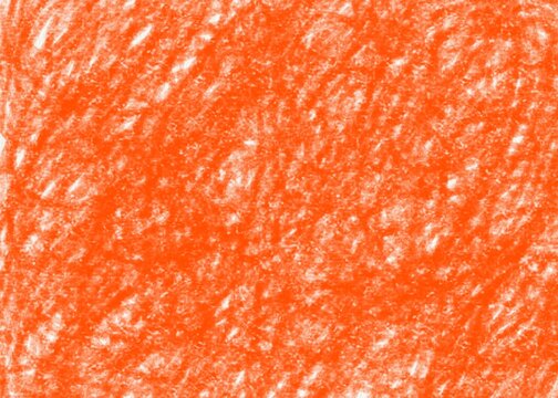Hand drawn rough orange wax crayon scribble texture on white paper.