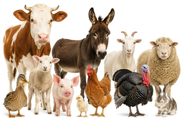 Naklejka premium Farm Animals Group Isolated on White Background