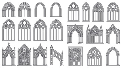 Gothic Architecture Elements: Arches, Windows, and Facades © jono