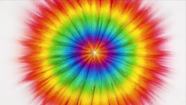 Colorful powder explosion background radial rainbow burst pattern abstract design radiates vibrant circle energy on white surface dynamic starburst effect vivid tie dye texture motion celebration