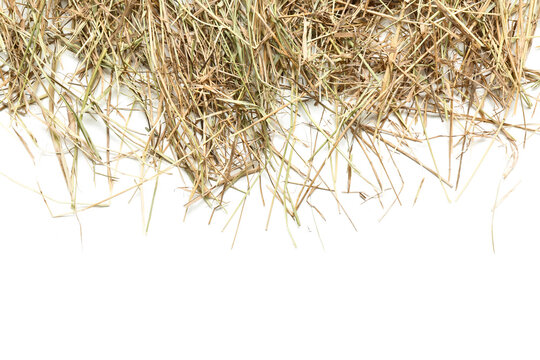 Straw scattered on white background
