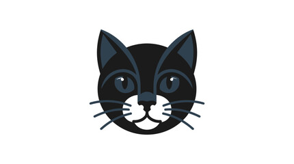 Fototapeta premium Stylized black cat head graphic on white.