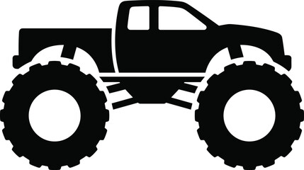 Monster Truck Off Road Big Foot Vehicle Side View Silhouette Vector Illustration © IBNESINA