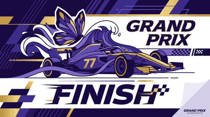 Obraz premium Captivating Grand Prix Finish Aura Illustrated With Butterfly And Wave