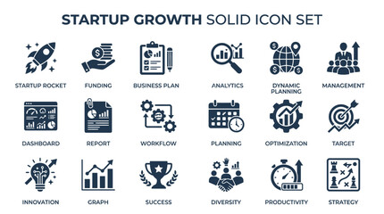 Fototapeta premium Startup icons highlight business growth.