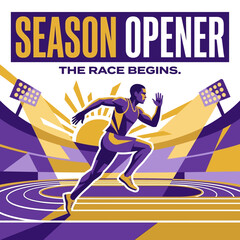 Obraz premium Athletic Season Opener The Race Begins Sprinting Under Stadium Lights