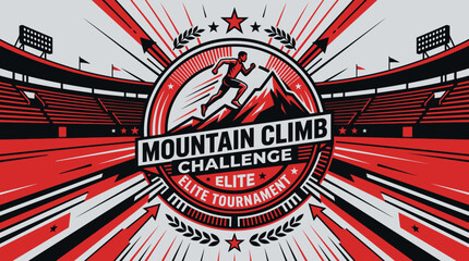 Fototapeta premium Athletic Mountain Climb Challenge Elite Tournament Graphic Design