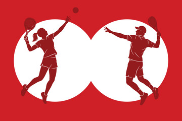 Obraz premium red padel player smash pose