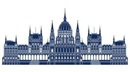 Fototapeta premium Hungarian Parliament Building Silhouette, Budapest Landmark, Neo-Gothic Architecture