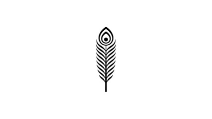 Minimalist feather and wheat stalk illustration in black and white Vector © MSTSHORIFA