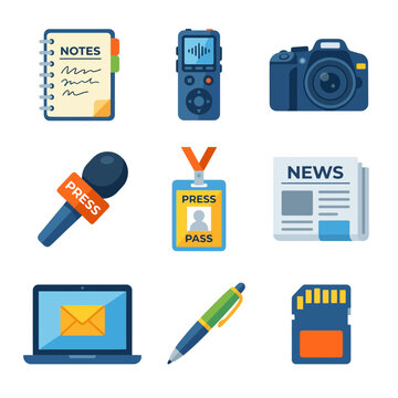 Journalism Press Media Icons Set.