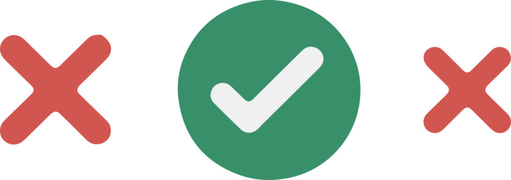 Checkmark and Cross Line Icons for Quiz Test Survey
