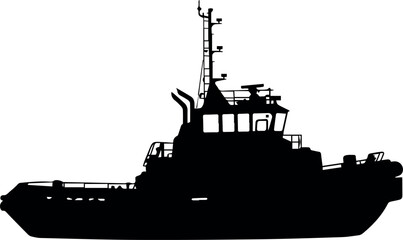 Tugboat Silhouette on White Background for Maritime Projects © Icons Queen