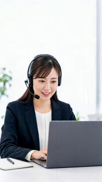 AIチャットボットを確認する日本人カスタマーサポート担当者