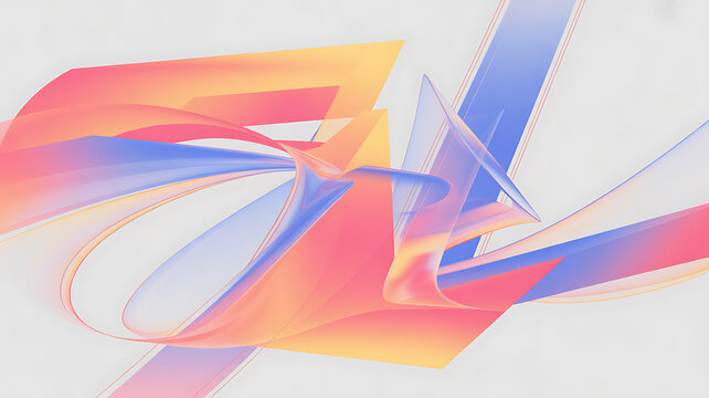 Abstract flowing ribbons with gradients in red yellow and blue a 3d rendering gradient curves shapes forms dynamic