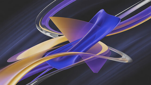 Abstract swirling ribbons of purple and gold a vibrant 3d rendering with a dark background swirl ribbon curve