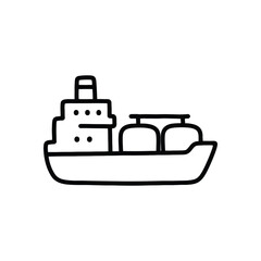Obraz premium Outline illustration of a cargo ship with tanks.