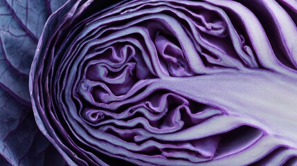 Obraz premium 93.Concept = Background of the blue cabbage in the cut, macro photography. Close up, top view. Texture raw purple cabbage