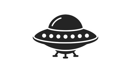 Retro UFO Flying Saucer Icon Silhouette Vector © Abdul