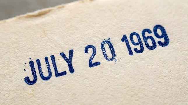 Commemorative date stamp reading July 20 1969 on paper