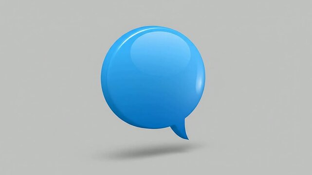 Blue chat bubble icon on neutral background for communication concepts