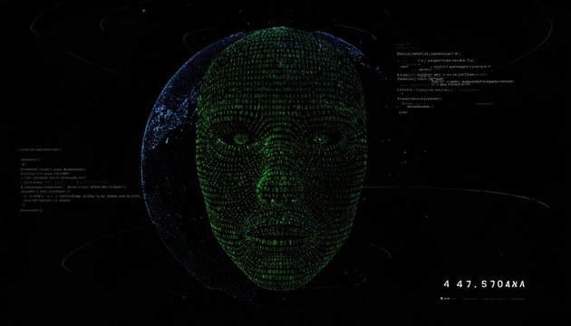 Digital Face Scan and Data Analysis in Futuristic Technology.