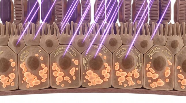 3D Microscopic Diagram of Oxidative Damage in Retinal Pigment Epithelium