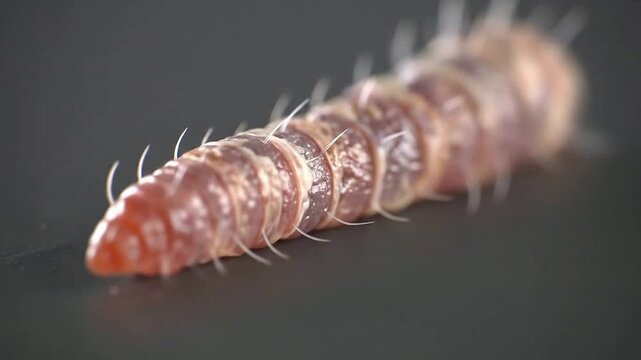 Close-up of a Ciliate Worm Moving on a Surface