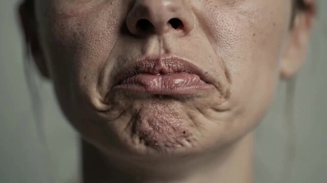 Close-up of a distressed woman with angry facial expression