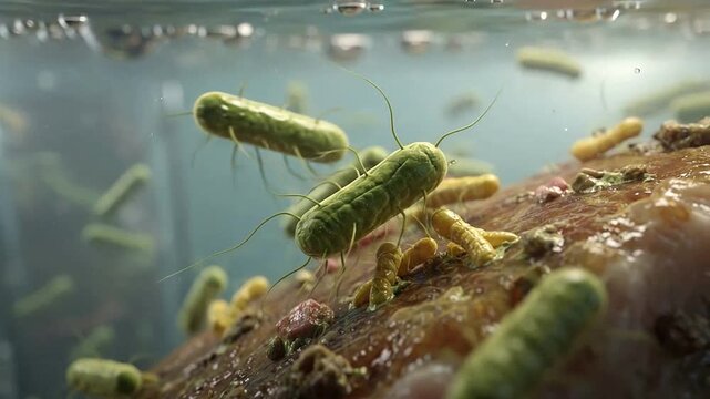 Close-Up of Bacteria and Microorganisms on Organic Surface