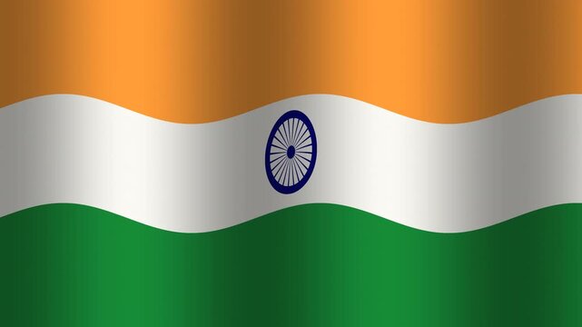 Waving flag of India with colors orange, white, and green
