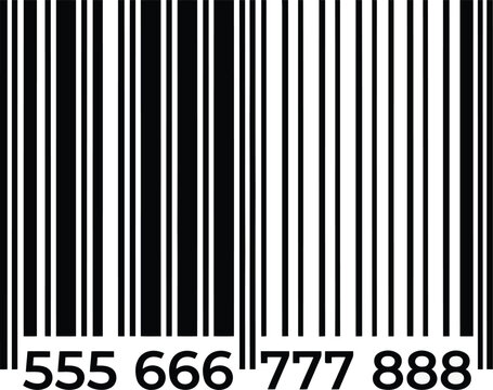 Black and White Barcode Pattern with Numbers 555 666 777 888 for Retail and Inventory
