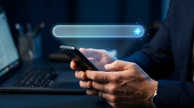 Mobile App Loading Progress Bar Interface on Smartphone with Digital User Experience and Application Performance