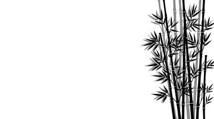 Fototapeta premium Minimalist black bamboo silhouette on white background with copy space for design. Vector Illustration